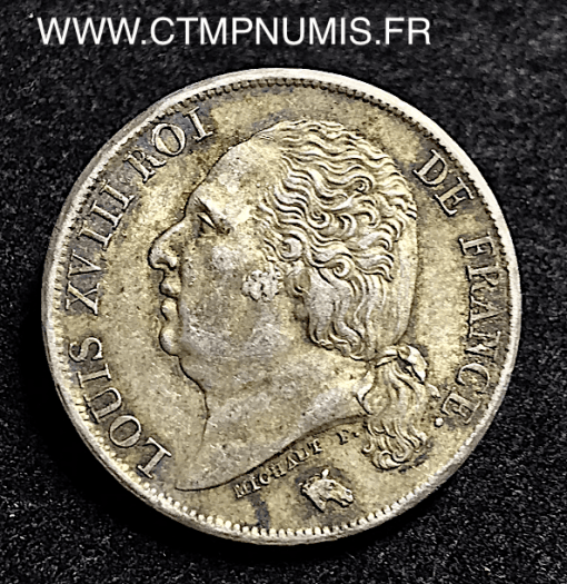 1 FRANC ARGENT LOUIS XVIII 1823 W LILLE SUP