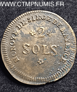 2 SOLS SIEGE DE MAYENCE CONVENTION 1793