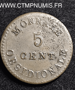 5 CENTIMES SIEGE D'ANVERS LOUIS XVIII 1814