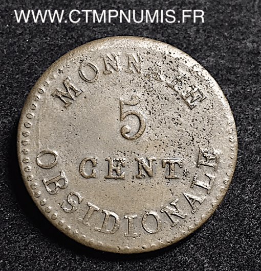 5 CENTIMES SIEGE D'ANVERS LOUIS XVIII 1814