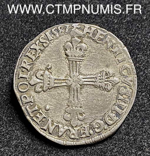 HENRI III 1/4 ECU ARGENT 1587 M TOULOUSE