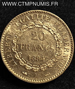 20 FRANCS OR GENIE III° REPUBLIQUE 1894 A PARIS