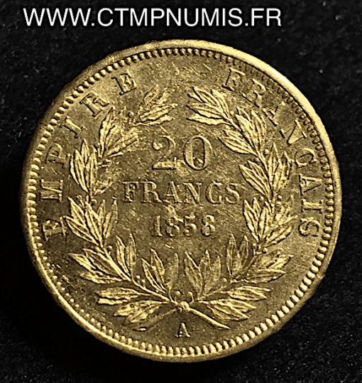 20 FRANCS OR NAPOLEON III 1858 A PARIS SUP