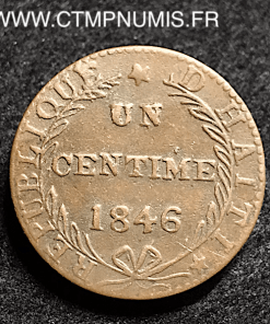 HAITI REPUBLIQUE 1 CENTIME 1846 TTB