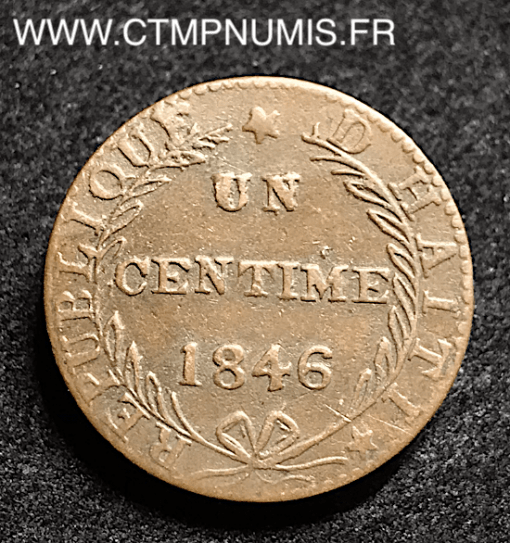 HAITI REPUBLIQUE 1 CENTIME 1846 TTB