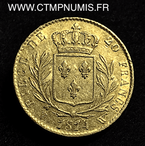 20 FRANCS LOUIS XVIII BUSTE HABILLE 1814 LILLE