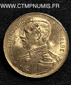 BELGIQUE 20 FRANCS OR ALBERT 1914 FLAMAND