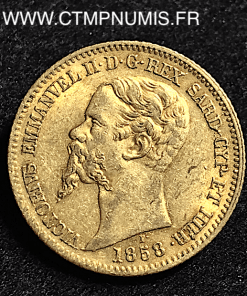 ITALIE SARDAIGNE 20 LIRE OR 1858 GENES TTB