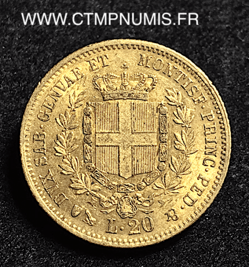 ITALIE SARDAIGNE 20 LIRE OR 1858 GENES TTB