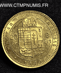 HONGRIE 20 FRANCS 8 FORINT OR 1880