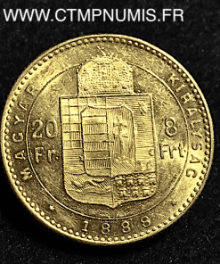 HONGRIE 20 FRANCS 8 FORINT OR 1888