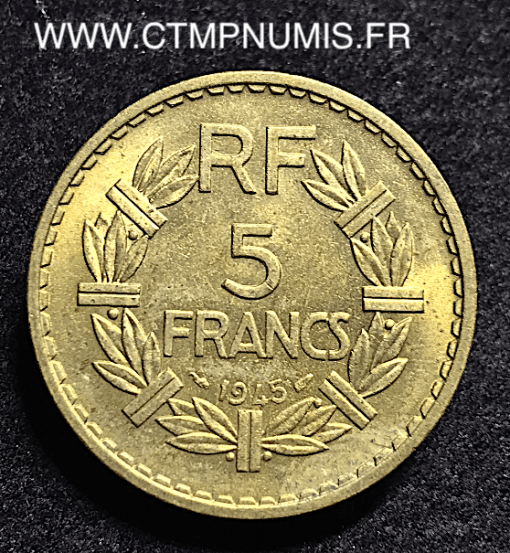 5 FRANCS LAVRILLIER BRONZE ALUMINIUM 1945