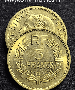 5 FRANCS LAVRILLIER BRONZE ALUMINIUM 1945 