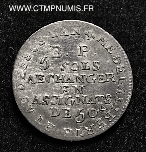 5 SOLS ARGENT LEFEVRE LESAGE 1792