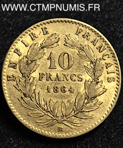 10 FRANCS OR NAPOLEON III 1864 STRASBOURG