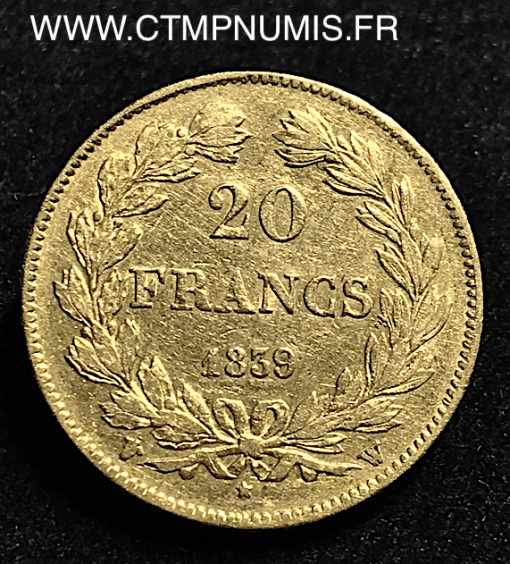 20 FRANCS OR LOUIS PHILIPPE I° 1839 W LILLE