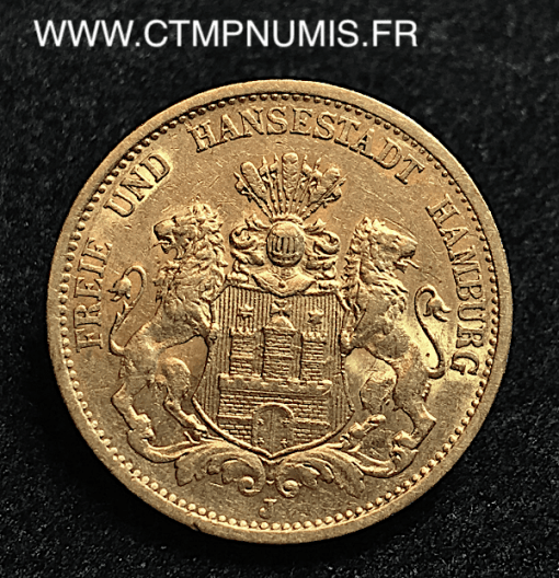 ALLEMAGNE HAMBOURG 20 MARK OR 1877