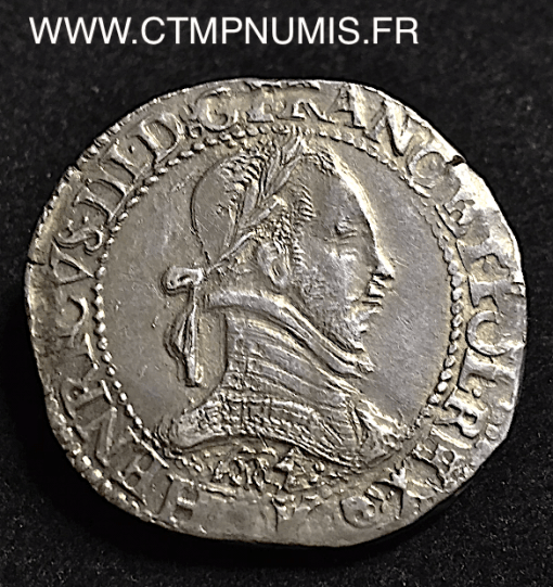 HENRI III FRANC ARGENT AU COL PLAT 1584 K BORDEAUX