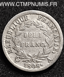 DEMI FRANC NAPOLEON REPUBLIQUE 1808 PARIS