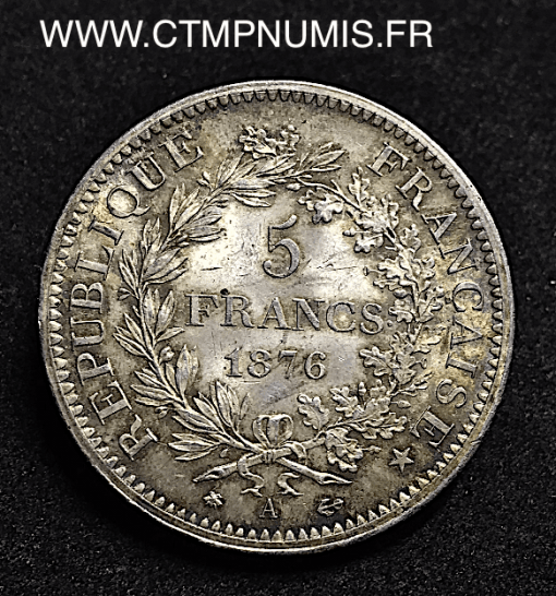 5 FRANCS ARGENT HERCULE 1876 A PARIS