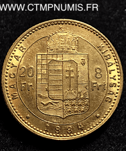 HONGRIE 20 FRANCS 8 FORINT OR 1884 KB