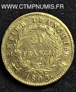 20 FRANCS OR NAPOLEON I° 1809 M TOULOUSE