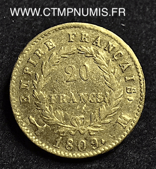 20 FRANCS OR NAPOLEON I° 1809 M TOULOUSE