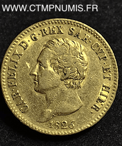 ITALIE 20 LIRE OR CHARLES FELIX 1826 TURIN