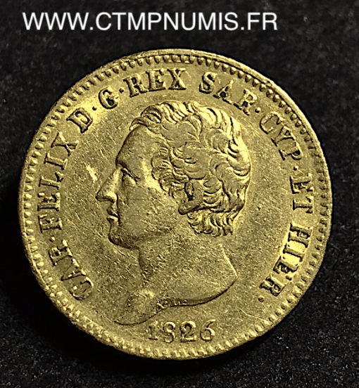 ITALIE 20 LIRE OR CHARLES FELIX 1826 TURIN