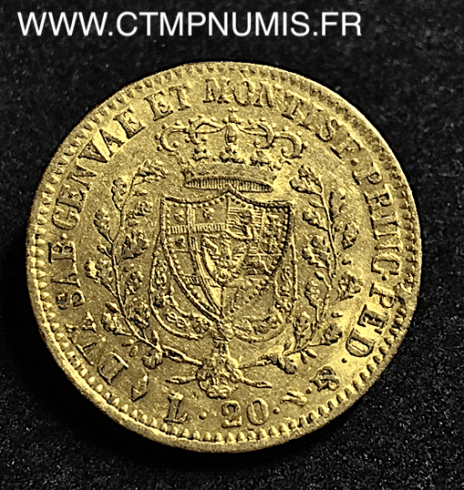 ITALIE 20 LIRE OR CHARLES FELIX 1826 TURIN