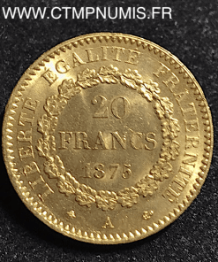 20 FRANCS OR GENIE III° REPUBLIQUE 1875 A PARIS