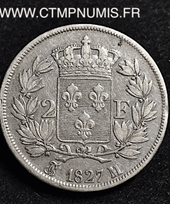 2 FRANCS ARGENT CHARLES X 1827 M TOULOUSE