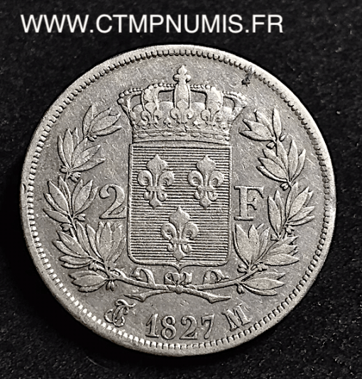 2 FRANCS ARGENT CHARLES X 1827 M TOULOUSE