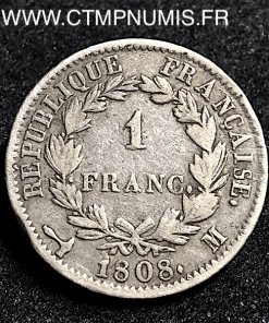 1 FRANC ARGENT NAPOLEON I° 1808 M TOULOUSE