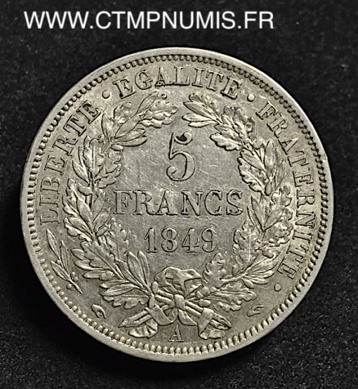 5 FRANCS ARGENT CERES 1849 A MAIN ET MAIN