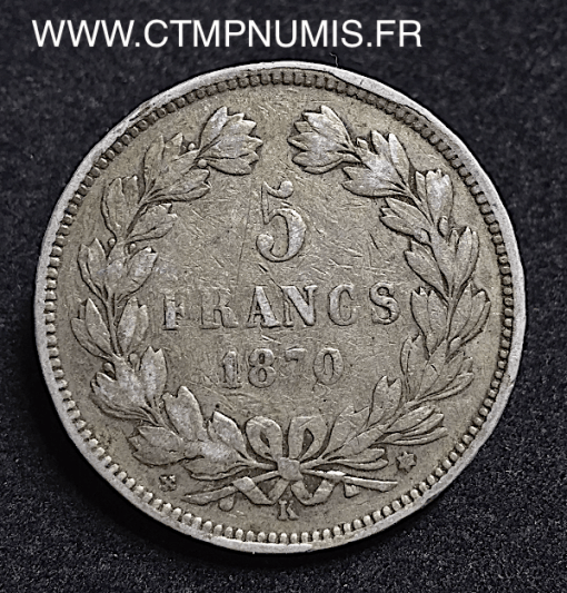 5 FRANCS CERES 1870 K BORDEAUX A.E.OUDINE