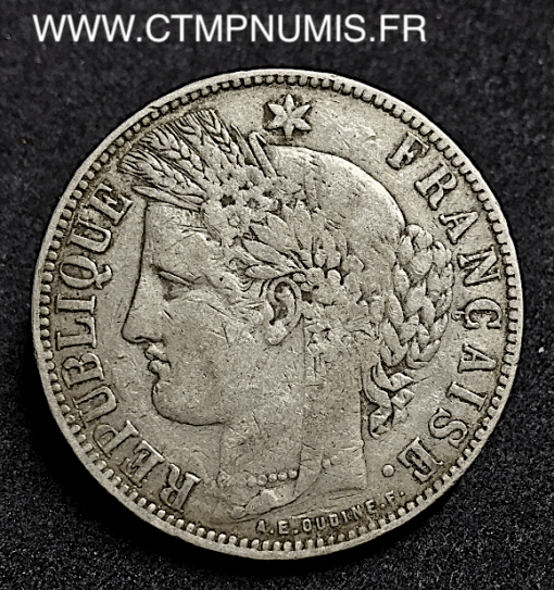 5 FRANCS CERES 1870 K BORDEAUX A.E.OUDINE