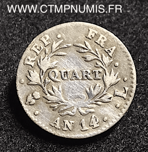 QUART DE FRANC NAPOLEON I° AN 14 L BAYONNE