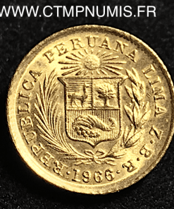 PEROU 1/5 LIBRA OR INDIEN 1966 SPL 1,60 gr