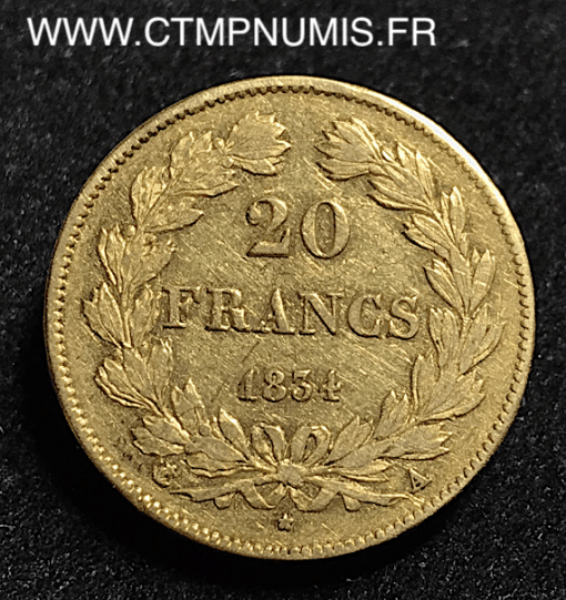 20 FRANCS OR LOUIS PHILIPPE I° 1834 A PARIS
