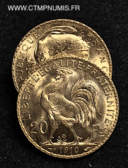 20 FRANCS OR COQ 1910 SPL