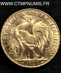 20 FRANCS OR COQ 1907 SPL