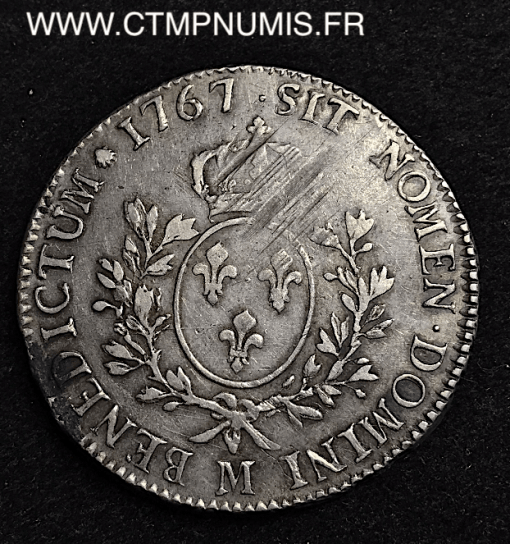 LOUIS XV ECU ARGENT AU BANDEAU 1767 M TOULOUSE