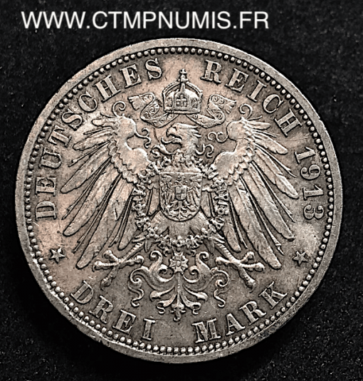 ALLEMAGNE PRUSSE 3 MARK GUILLAUME II 1913 A