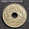 20 CENTIMES FER ETAT FRANCAIS 1944 TTB