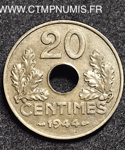 20 CENTIMES FER ETAT FRANCAIS 1944 TTB