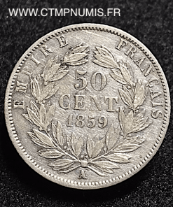 50 CENTIMES ARGENT NAPOLEON III 1859 A PARIS