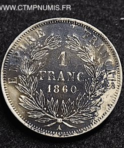 1 FRANC ARGENT NAPOLEON III 1860 A PARIS