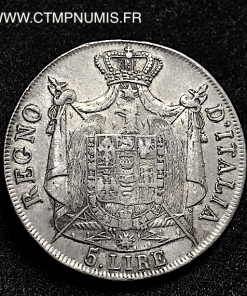 ITALIE 5 LIRE ARGENT NAPOLEON I° 1809 M MILAN