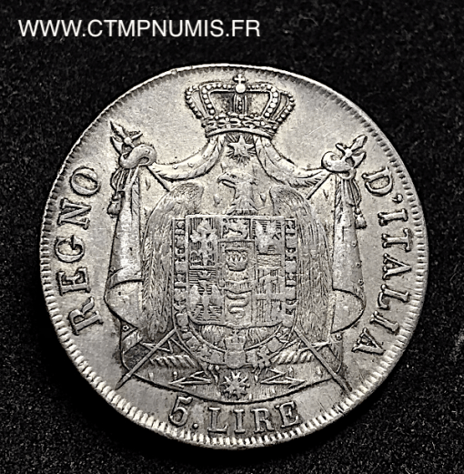 ITALIE 5 LIRE ARGENT NAPOLEON I° 1809 M MILAN